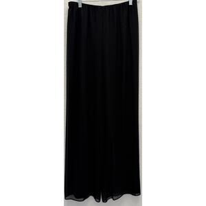 Alex Evenings Black Pants Dressy Formal Overlay Pull On Wide Leg Medium Petite